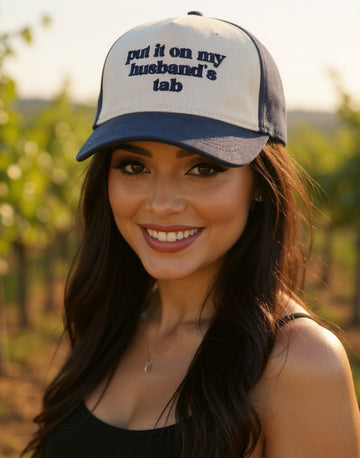Two Tone Cap - Put It On My Husbands  Tab (Navy/Beige)