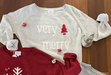 Classic Very Merry Cotton Sweater with Tree Elbow Patches