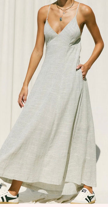 Oceanside Linen Festival Dress in Khaki