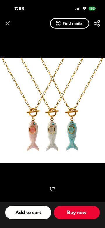 Enamel Fish necklace in pink