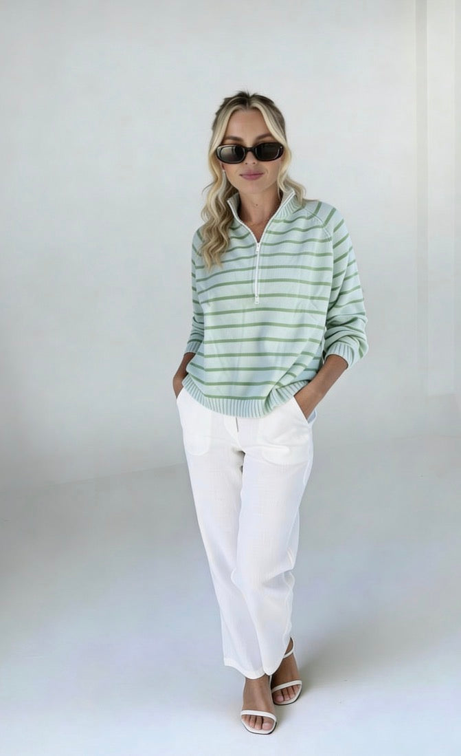 ピ* \"OPPOSITE STRIPE PULLOVER SHIRT 525 America Tia: Striped Polo Pullover