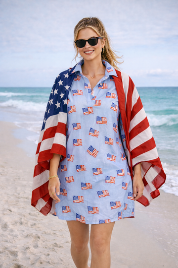 Sconset Sleeveless Flag Dress in Blue