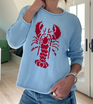 Chloe rollneck  Lobster Sweater in Sky Blue
