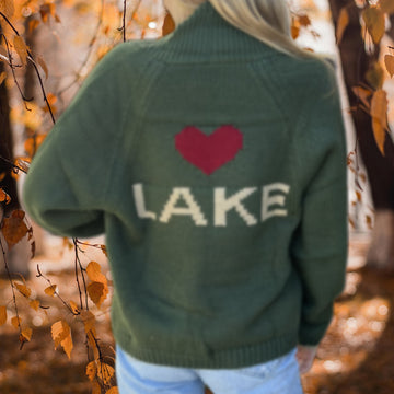 Green LAKE Varsity Sweater