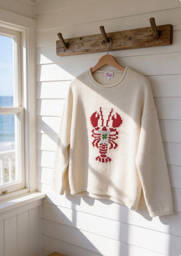 Chloe Irish Shamrock Lobster sweater in Ivory