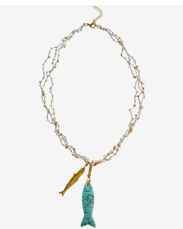 La Mer netted fish necklace