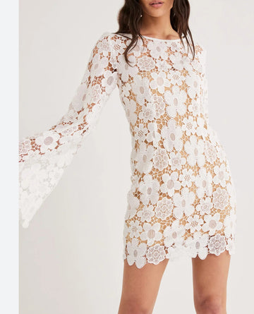 Remi floral ivory lace mini dress