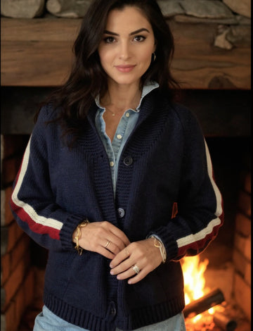 SKI Varsity Cardigan in Navy