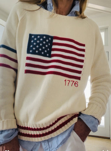 Vintage 1776 American Flag Campus sweater