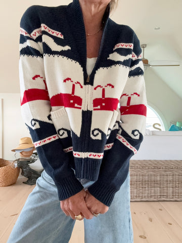 Nantucket Whale Cotton Cardigan