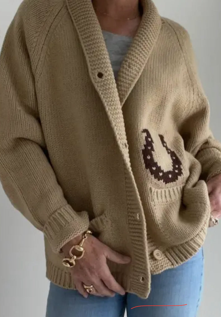 Savannah Horse Knit Cardigan – White