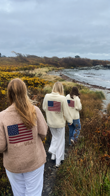 Flag Varsity Cardigan in Ivory