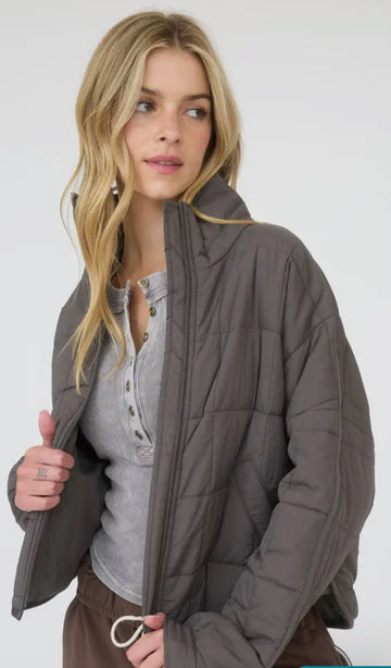 Blu Pepper Quilted Jacket  Charcoal