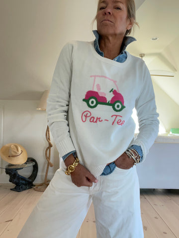 Classic White Par-Tee Golf Sweater