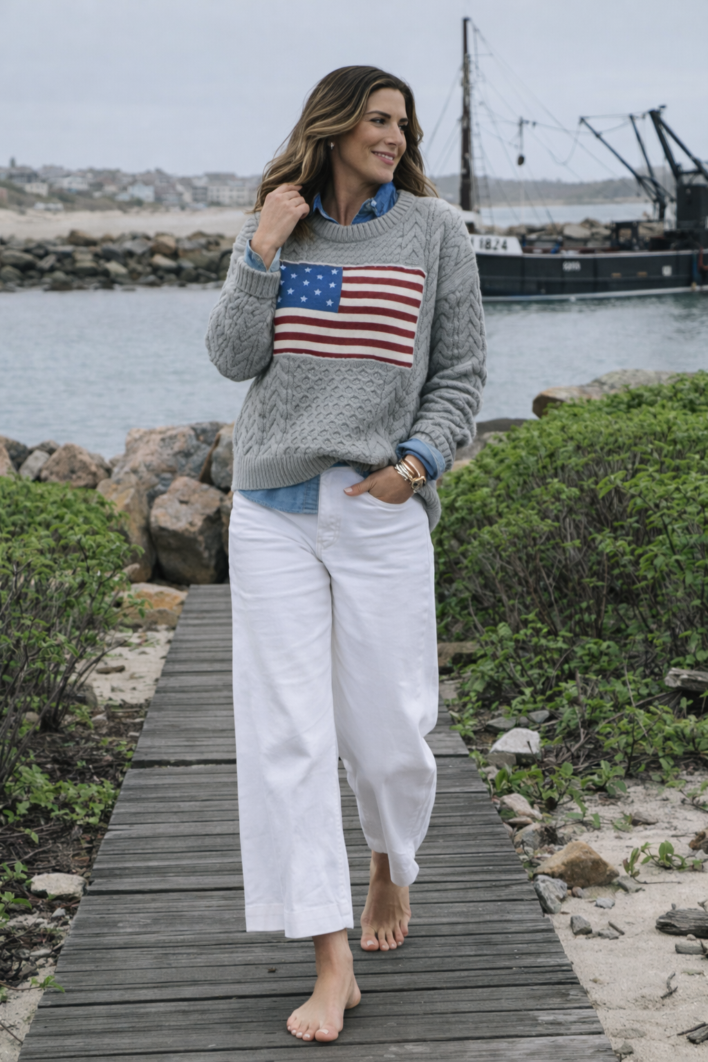 Cable Flag Sweater | Pink Pineapple Shop Cable Flag Sweater | Pink Pineapple Shop