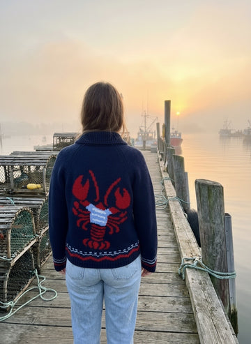 Lobster In Tee Varsity Cardigan in Navy