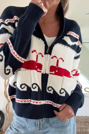 Nantucket Whale Cotton Cardigan