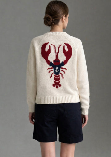 Lobster/Anchor Crop Cardigan in Ivory