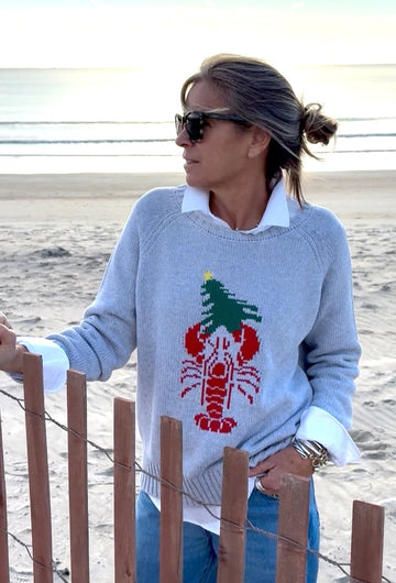 Campus Lobster Tree Sweater in Gray