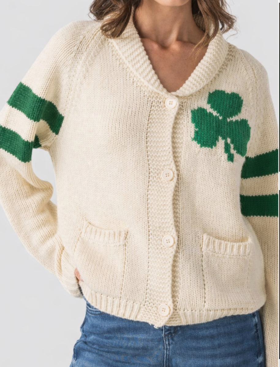 Ivory and RedVarsity Anchor Cardigan | Pink Pineapple Shop