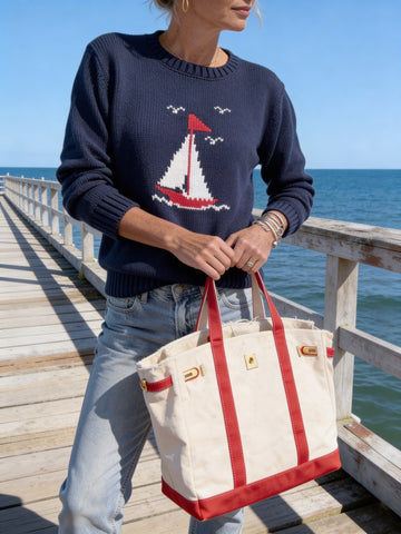 Sailboat Palm Sweater In Navy