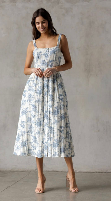 Tammy White and Blue Midi dress