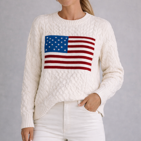 Cable Flag Sweater | Pink Pineapple Shop