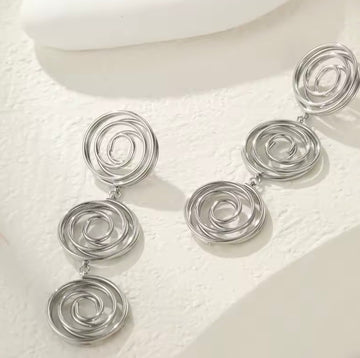 Silver Spiral drop Earrings
