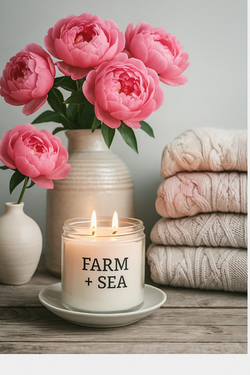Farm and Sea Candle - Peony, Sea Salt