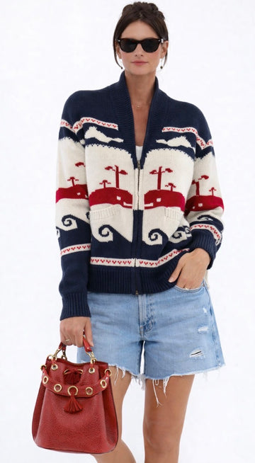 Nantucket Whale Cotton Cardigan