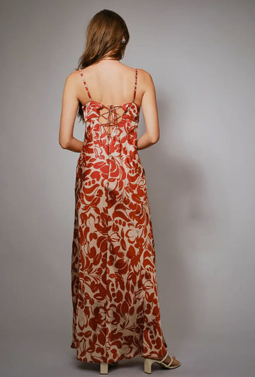 Bicolor silk Maxi dress