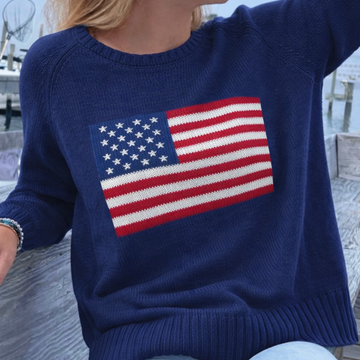 Campus Boyfriend Flag Sweater In Navy