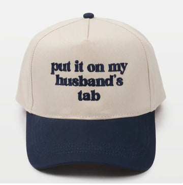 Two Tone Cap - Put It On My Husbands  Tab (Navy/Beige)