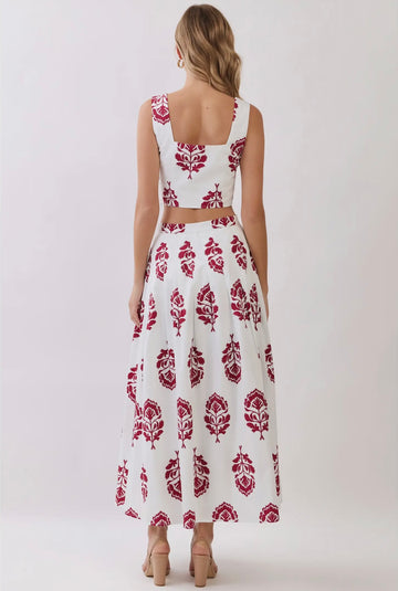 Rosa Floral Block Print Top & Skirt Set
