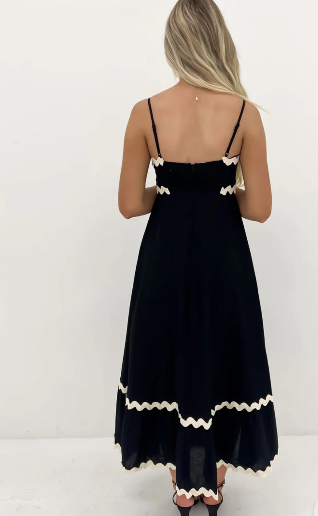 Black Pineapple Cotton Eyelet Maxi Dress