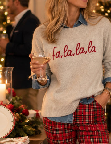 Fa-La-La-La-La Boxy Holiday Cotton Sweater