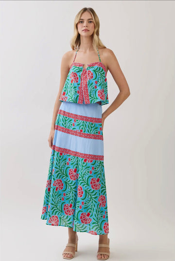 Marigold Floral Halter & Skirt Set