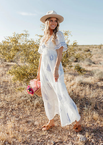 Laguna blue embroidered maxi dress