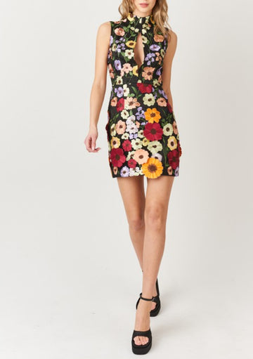 Hariot Appliqué Floral Mini Dress