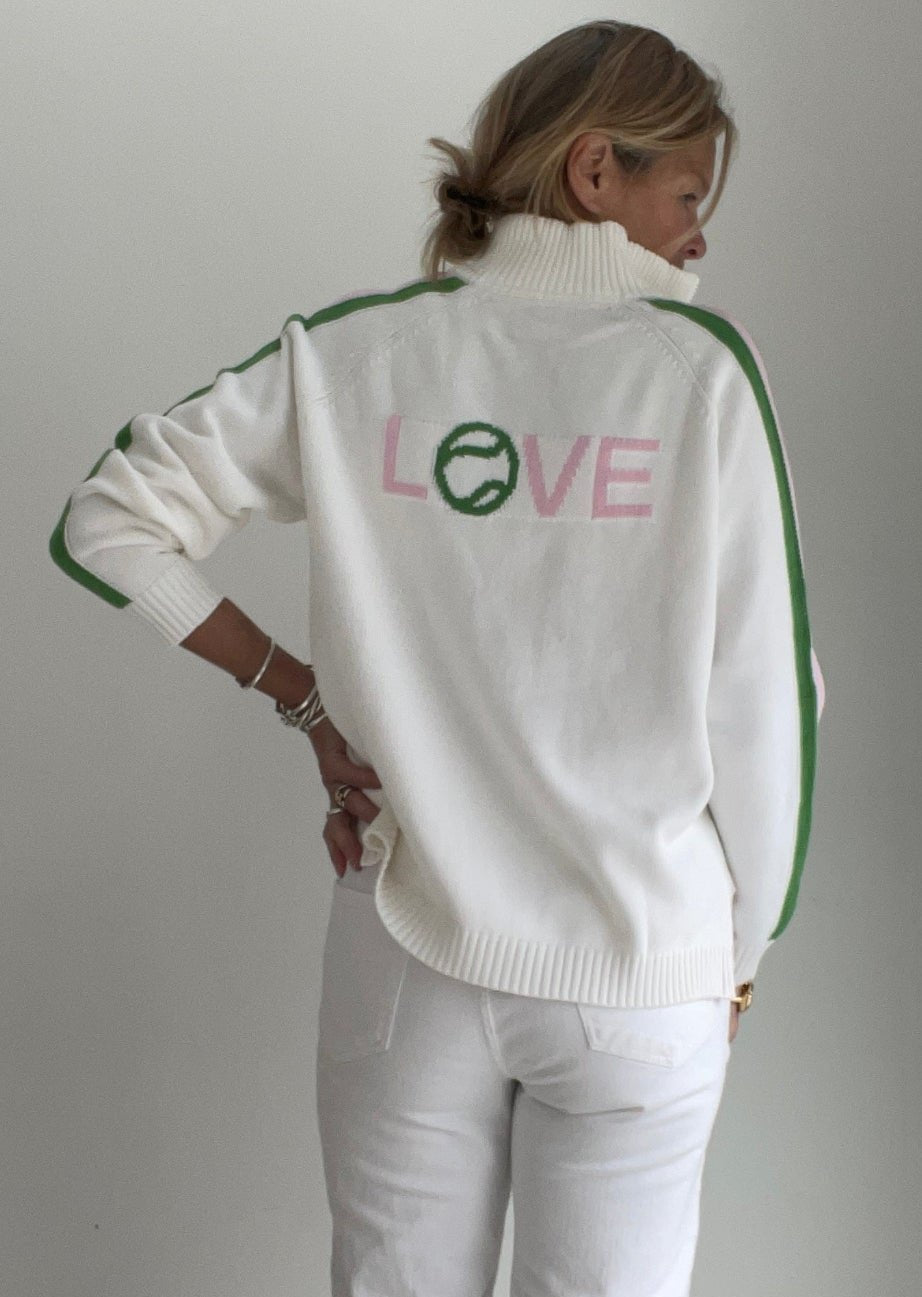 Love Tennis 1/2 Zip Pullover Sweater