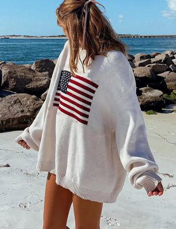 Oversized boyfriend American Flag Sweater