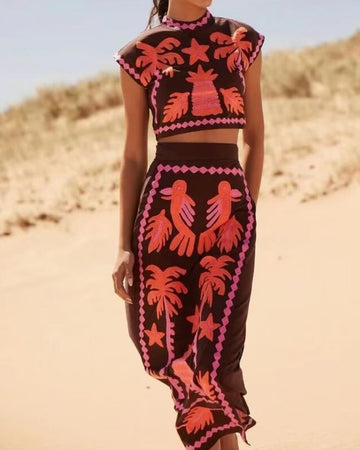 Two Piece Aztec Inspired Skirt Set