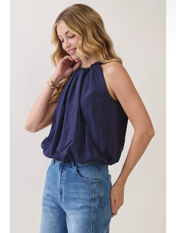 Gathered Halter Top in Navy