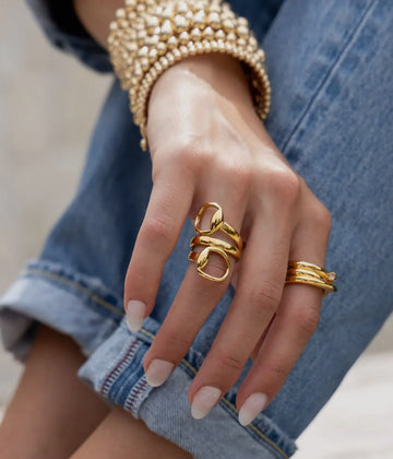 Horse Bit Gold Double Wrap Ring - Ships Dec 26