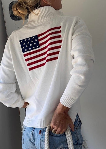 1/2 Zip Cotton Flag Sweater 1776