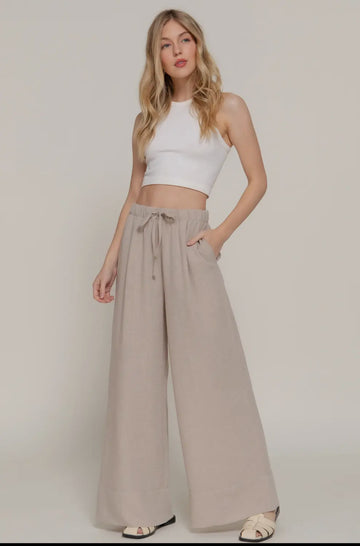 Jules khaki Linen look pants