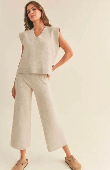 Ribbed knit sweater pants