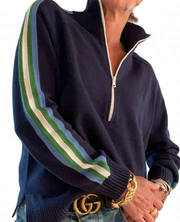 Retro 1/2 Zip Sweater (Navy/Green)