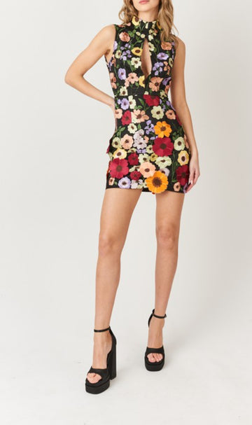 Hariot Appliqué Floral Mini Dress