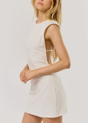 Rouleau Tie Dress in White